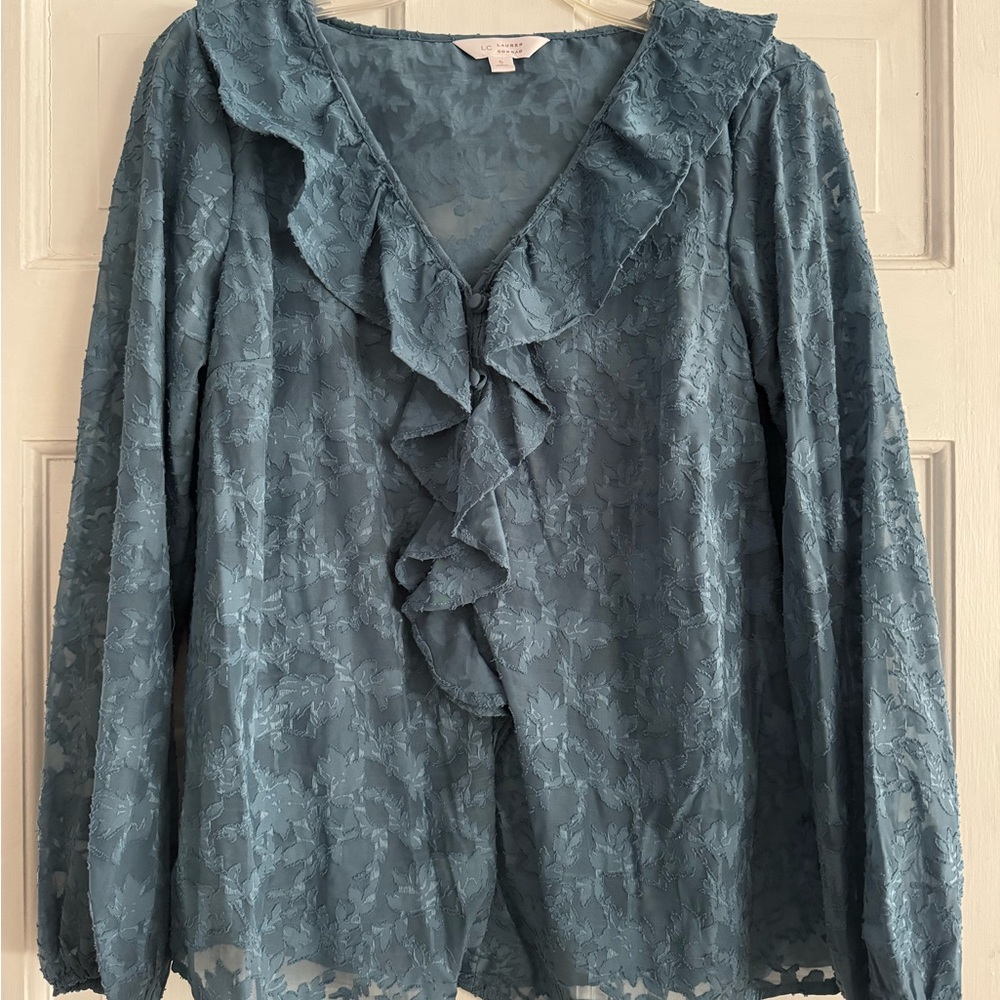LC by Lauren Conrad Blue Lacy Blouse NWOT